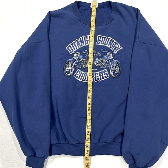 Vintage Original Orange County New York Choppers Blue Biker Sweatshirt SIZE  2XL - Picture 3 of 9